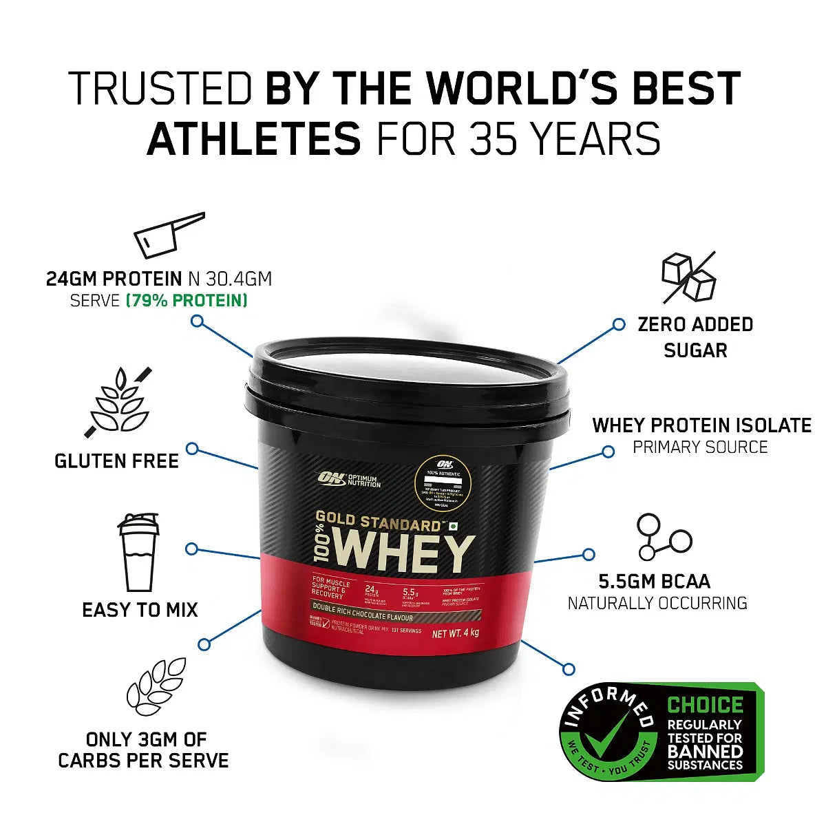 Optimum Nutrition (ON) Gold Standard 100% Whey 10 Lbs