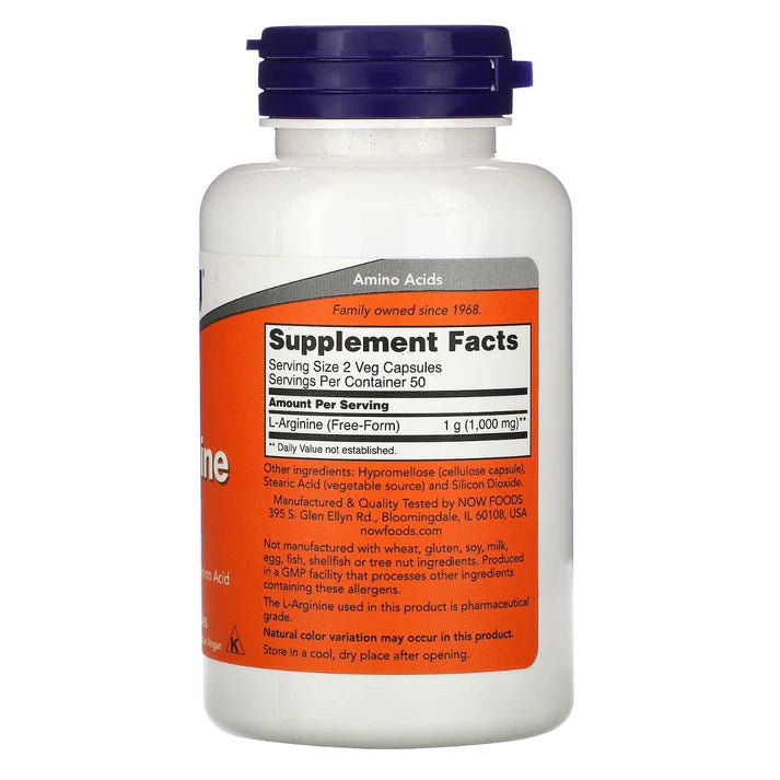 Now Foods L- Arginine 500 mg- 100 Capsules