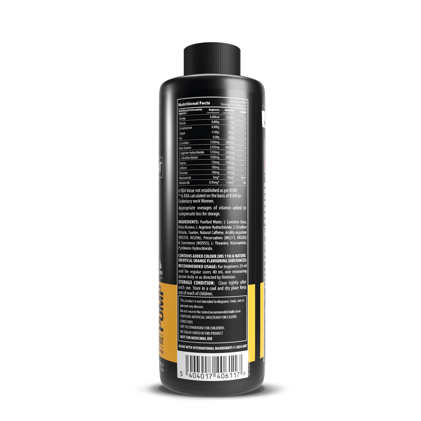 QNT Carni-Pump Liquid Pre Workout, 500 ML