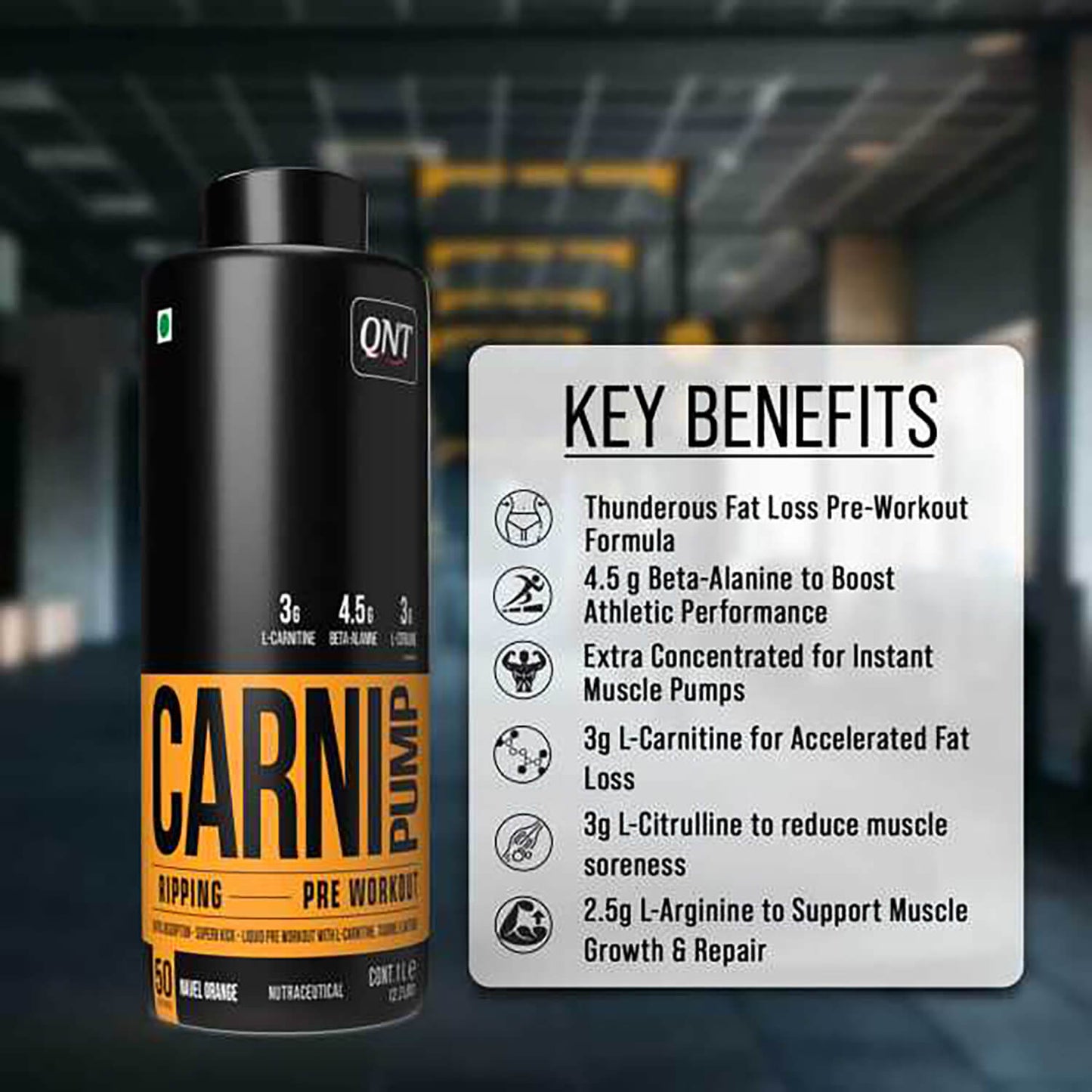QNT Carni-Pump Liquid Pre Workout, 500 ML