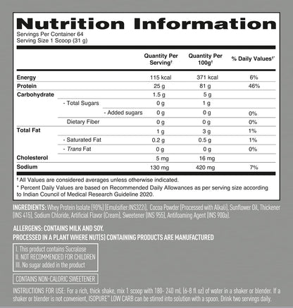Isopure Low Carb Whey Protein Isolate Powder 2 kg