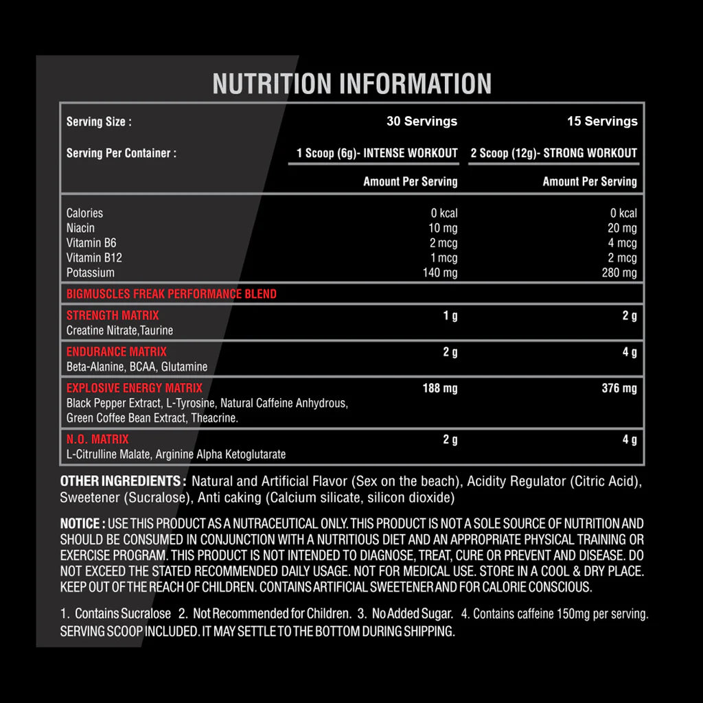Big Muscles Nutrition Freak Pre-Workout 30 Servings