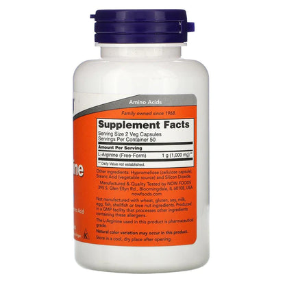 Now Foods L- Arginine 500 mg- 100 Capsules